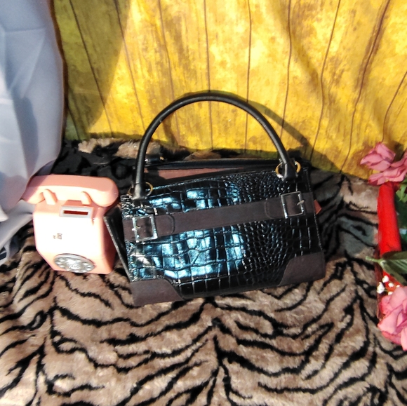 Miche Black Croc-Embossed Handbag - Picture 7 of 8